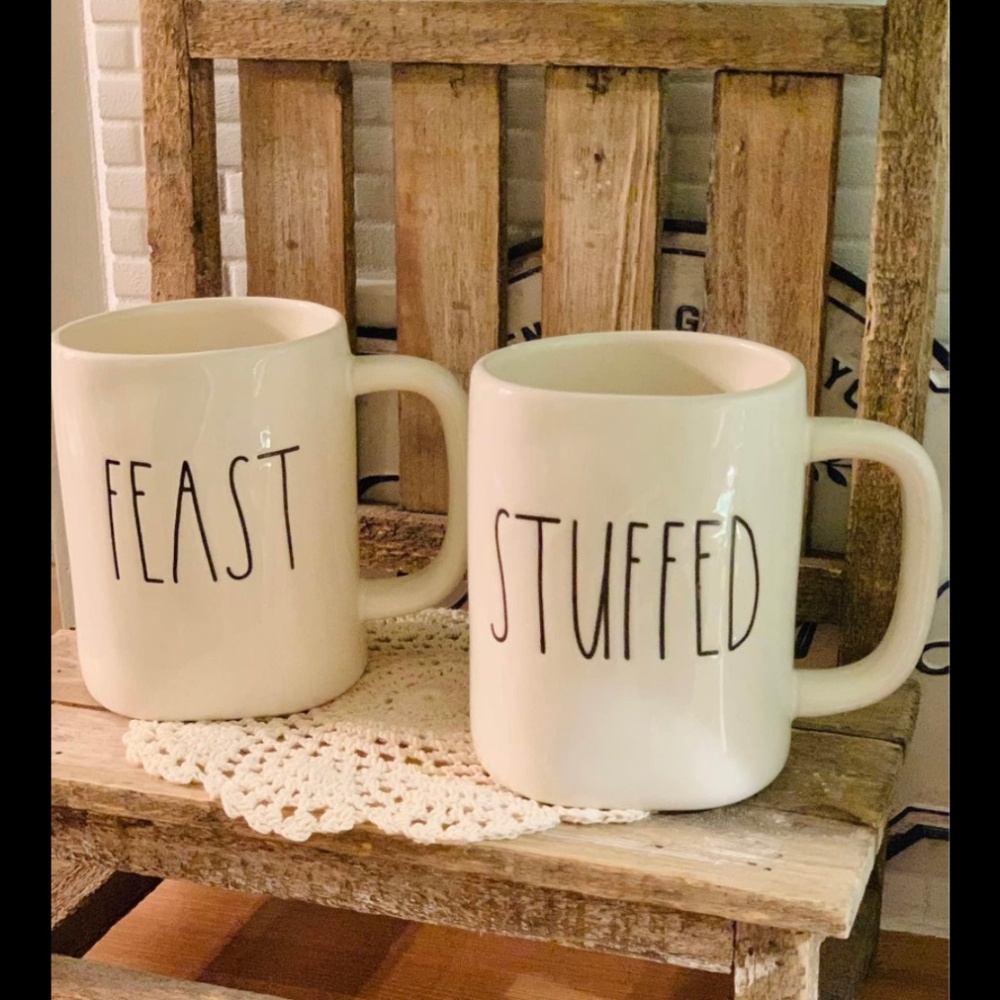 Rae Dunn Set of 2 Feast & Stuffed Mugs
